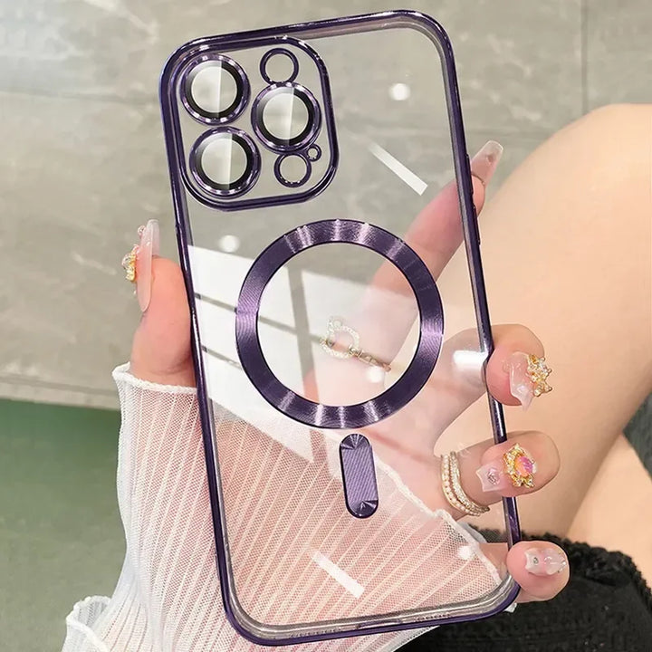 Luxury Plating For Magsafe Wireless Charge Case For iPhone 11 12 13 14 15 16 Pro Max Plus Phone Cases Soft Magnetic Bumper Cover