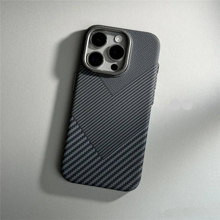 Carbon Fiber MagSafe Case for iPhone 16 Pro Max – Abstract Geometric Tough Armor with Magnetic Wireless Charging