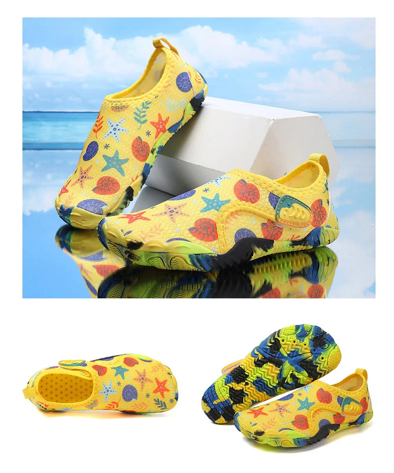 Kids Parent-Child Barefoot Water Shoes, Quick Dry Breathable Non-Slip Rubber Sole Aqua Socks for Beach Camping Hiking, Lightweig