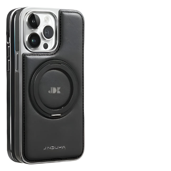 Invisible Stand Leather Case for iPhone 11/12/13/14/15/16 Pro Max, Magnetic Holder