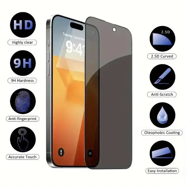 5-Pack Full Coverage Privacy Tempered Glass for iPhone 6–16 Series – Anti-Spy, Anti-Scratch, Water-Resistant