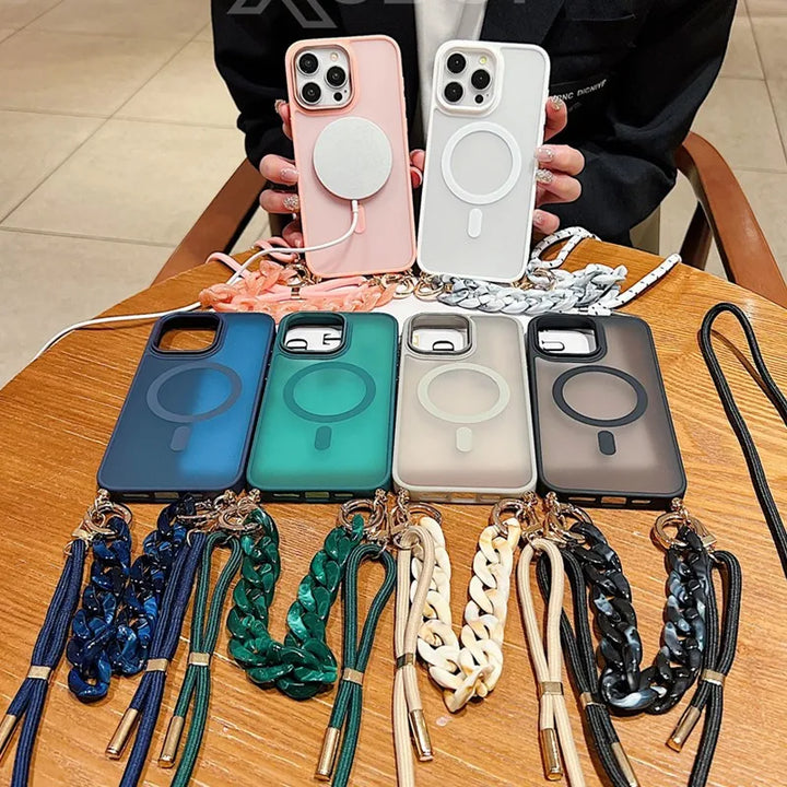 Clear MagSafe Crossbody Case with Adjustable Strap for iPhone 16 15 14 13 12 – Stylish & Shockproof Design