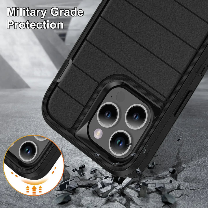 Heavy Duty Silicone Case for iPhone 16 Pro Max-13, Dual-Layer Protective Cover with Kickstand
