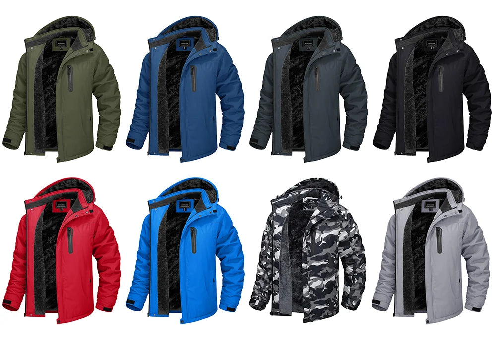 Collection of various jackets in different colors on a white background