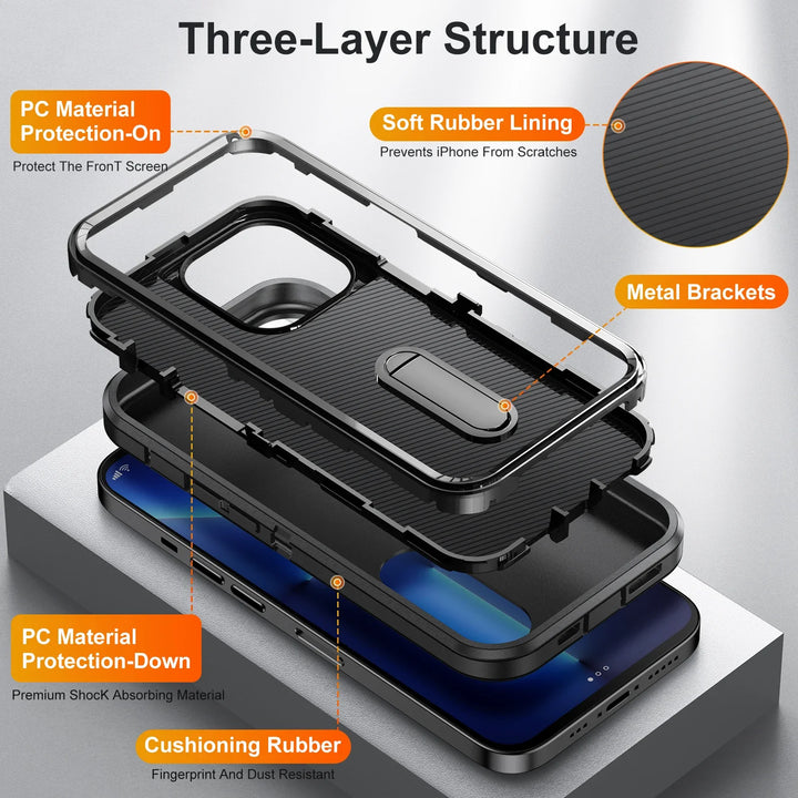 Heavy Armor Shockproof Defend Phone Case for iPhone 12-15 Pro Max