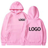 Pink hoodie with 'LOGO' text on front and back