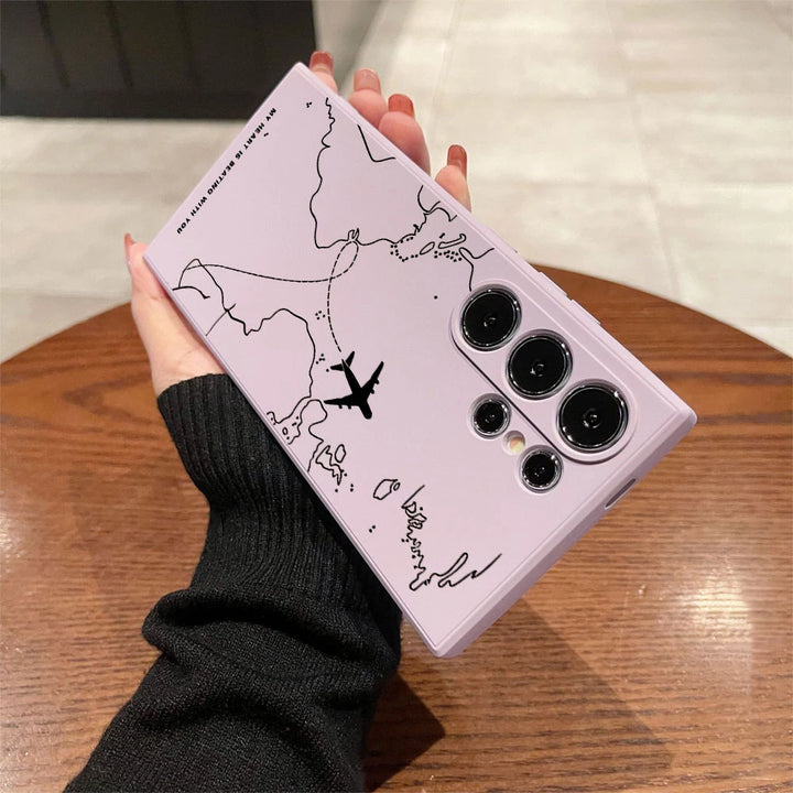 Airplane Route Design Phone Case for Samsung Galaxy S25 S24 S23 S22 S21 S20 Note 20 10 Lite Ultra Plus FE