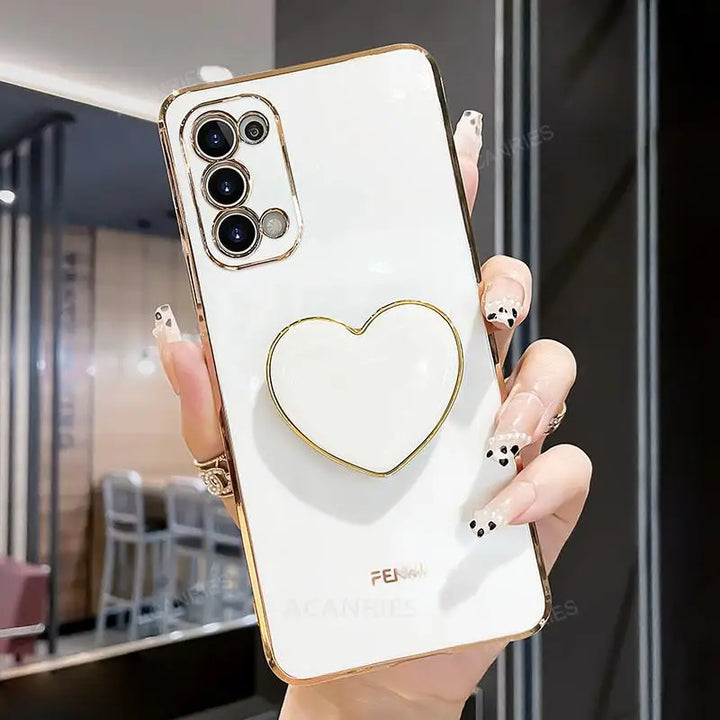 Luxury Plating Love Heart Holder Case for Samsung S20/S21/S22, A52/A32/A72 with Elegant Design and Shockproof Features