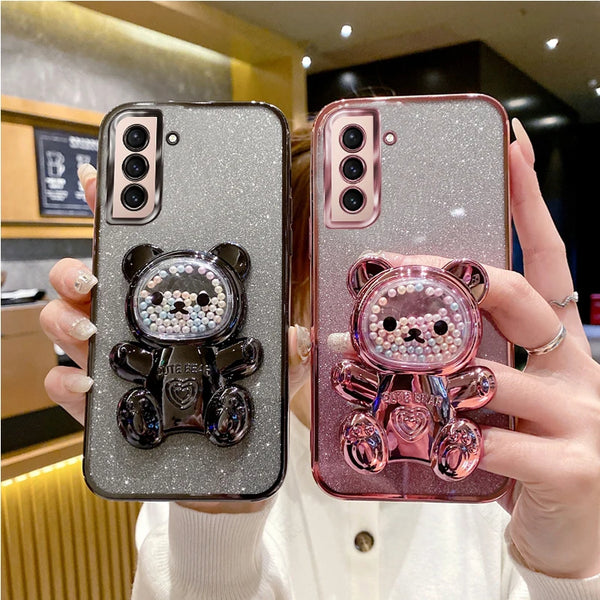 Bling Bear Silicone Holder Case for Samsung S21/S22 FE/Ultra