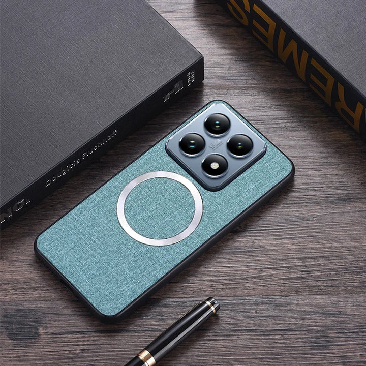 Magnetic TPU + PC Anti-Slip Case for Xiaomi 14T Pro and 14T with Woven Textile Pattern