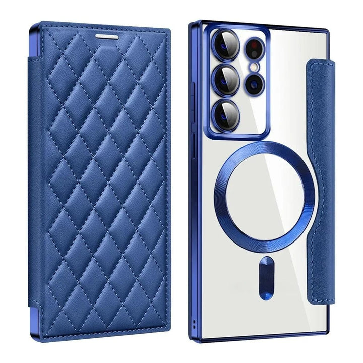 Card Holder Magnetic Leather Case for Samsung S22/S23/S24 Ultra, Wireless Charging