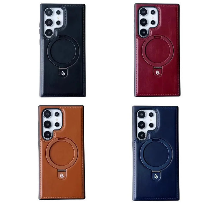 Luxury Magnetic PU Leather Phone Case with Magsafe for Samsung S25/S24/S23/S22 Ultra Plus
