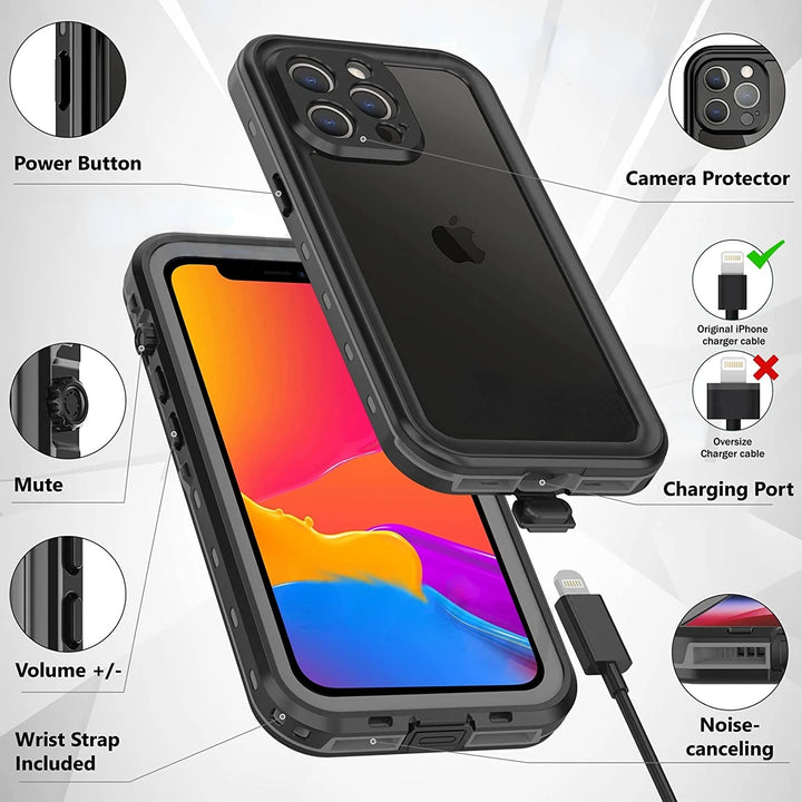 IP68 Waterproof Case For iPhone 16 15 Pro Max 14 13 12 11 Shockproof Heavy Duty iPhone Case