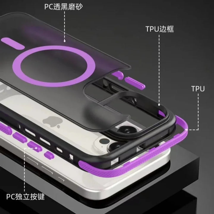 Luxury MagSafe Matte Bicolor Frame iPhone Case – Full-Coverage Shockproof Magnetic Cover for iPhone 11–16 Pro Max
