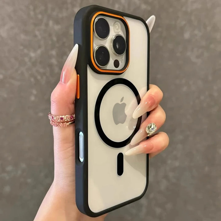 Transparent MagSafe case for iPhone 16 Pro Max in Black