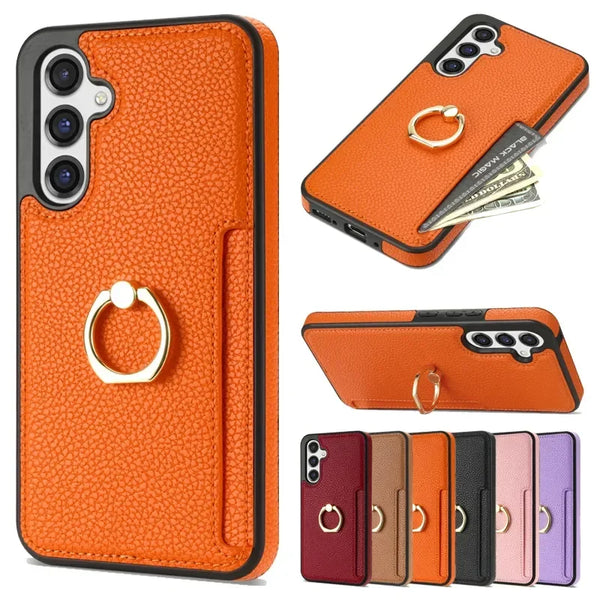 Brieftaschen-Ringhülle mit verstellbarem Ständer für Samsung S20/S21/S22/S23/S24, A14/A53/A54