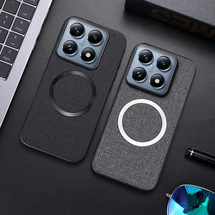 Magnetic TPU + PC Anti-Slip Case for Xiaomi 14T Pro and 14T with Woven Textile Pattern