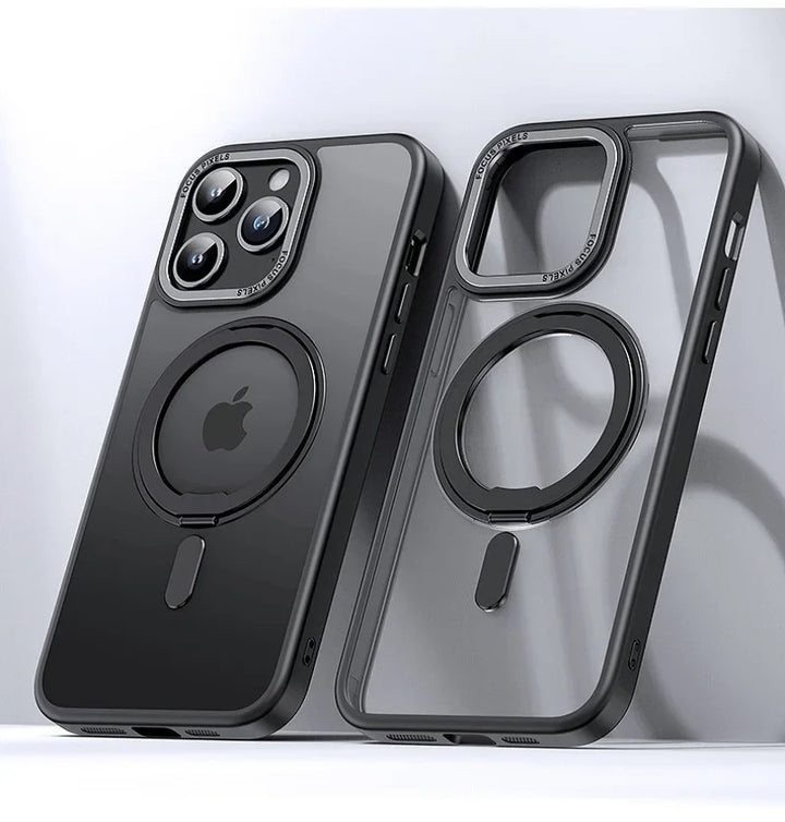Luxury 360° Rotating Stand Case for iPhone 16 Pro Max, Magnetic Magsafe Ring Holder, Anti-Scratch and Wireless Charging Compatible