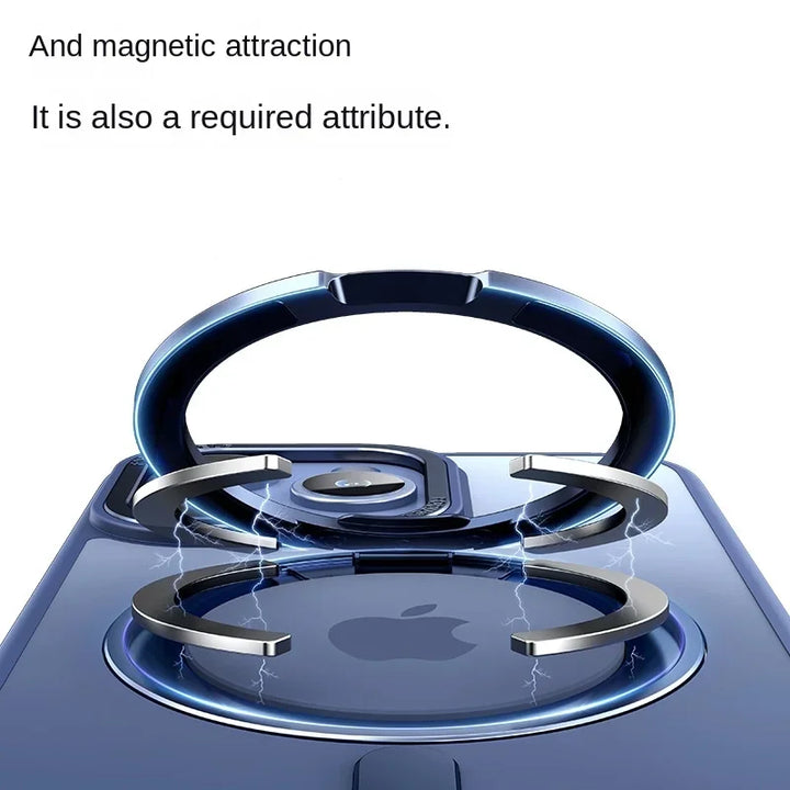 Luxury 360° Rotating Stand Case for iPhone 16 Pro Max, Magnetic Magsafe Ring Holder, Anti-Scratch and Wireless Charging Compatible
