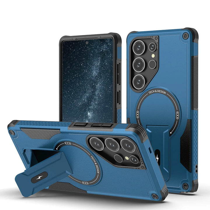 Samsung S25/S24 Ultra Magnetic Armor Case with Folding Stand