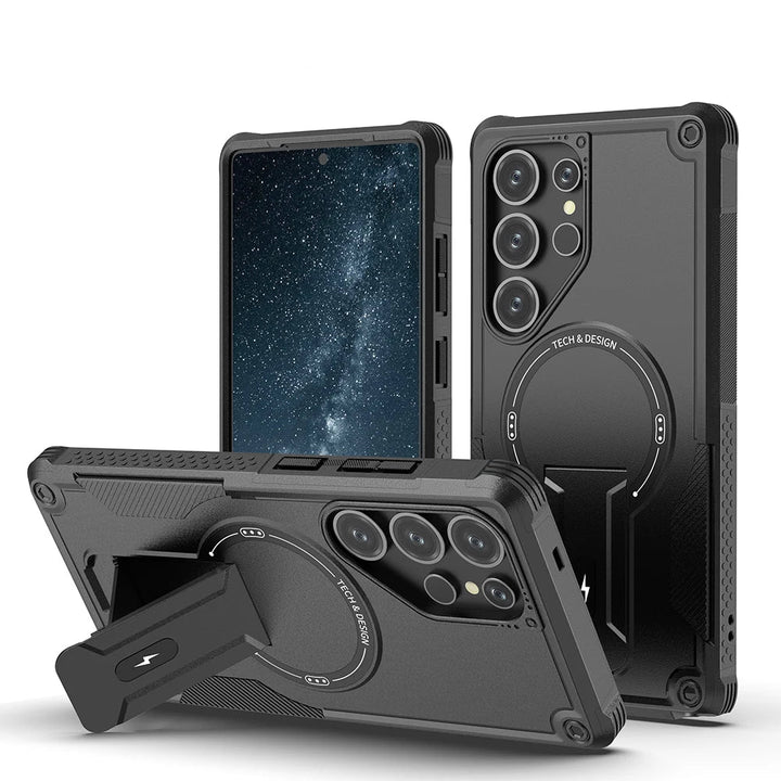 Samsung S25/S24 Ultra Magnetic Armor Case with Folding Stand