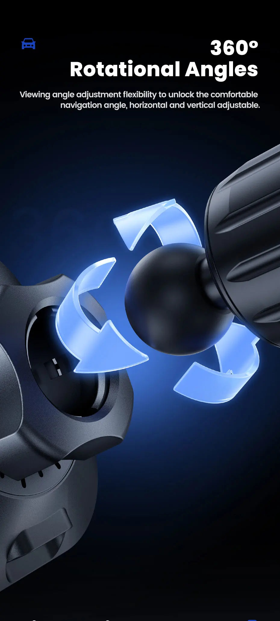 3D illustration of a device with rotational angles on a dark background