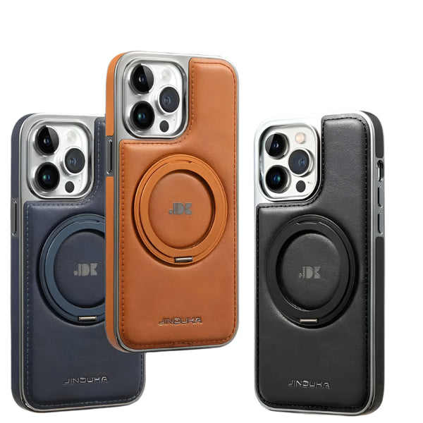 Invisible Stand Leather Case for iPhone 11/12/13/14/15/16 Pro Max, Magnetic Holder