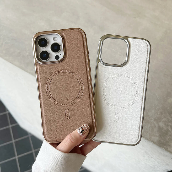 Luxury Business Leather Magnetic Case for iPhone 16/15/14/13 Pro Max, Sleek and Professional Design