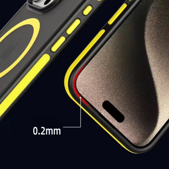 Luxury MagSafe Matte Bicolor Frame iPhone Case – Full-Coverage Shockproof Magnetic Cover for iPhone 11–16 Pro Max