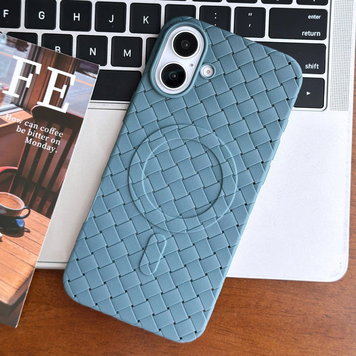Breathable Woven Soft Silicone Magsafe Case For iPhone 16 15 14 13 12 11 Pro Max Leather Magnetic Mesh Cooling Shockproof Cover