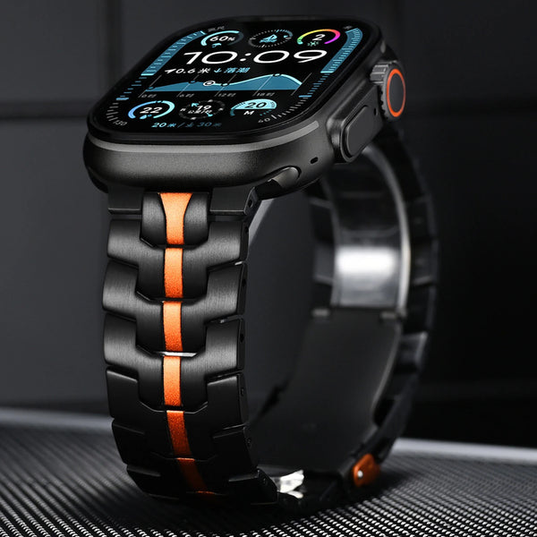 Luxury Stainless Steel Strap for Apple Watch Ultra 2 49mm – Titanium Color Metal Bracelet