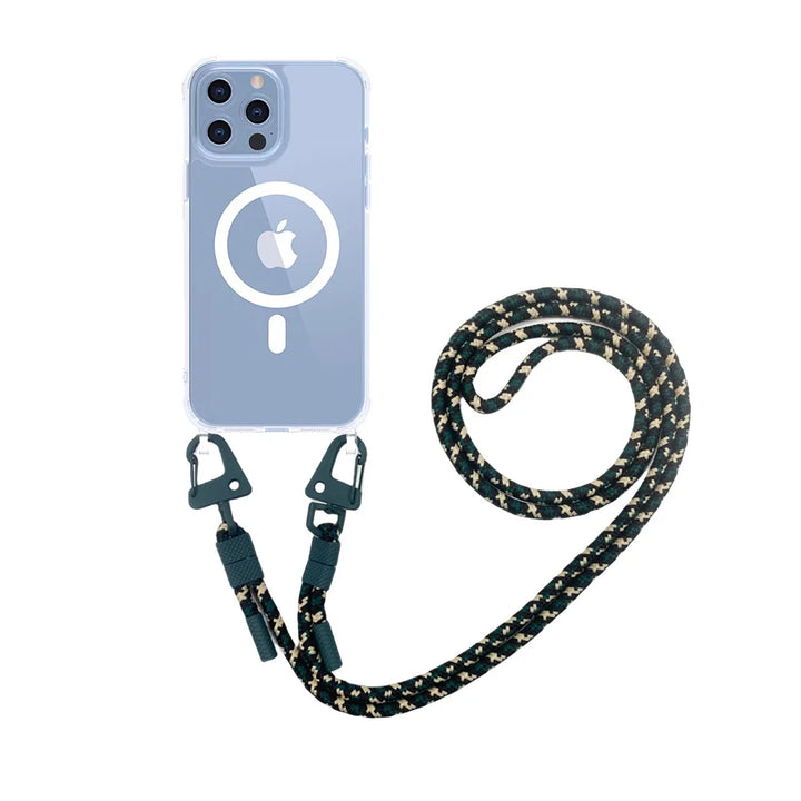 iPhone 11 Pro Max with this sleek Magsafe Magnetic Neck Strap Case. Features wireless charging support, shockproof protection, and a convenient adjustable lanyard for hands-free use.