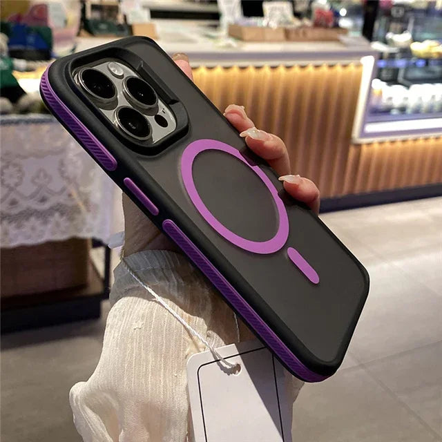 Luxury MagSafe Matte Bicolor Frame iPhone Case – Full-Coverage Shockproof Magnetic Cover for iPhone 11–16 Pro Max