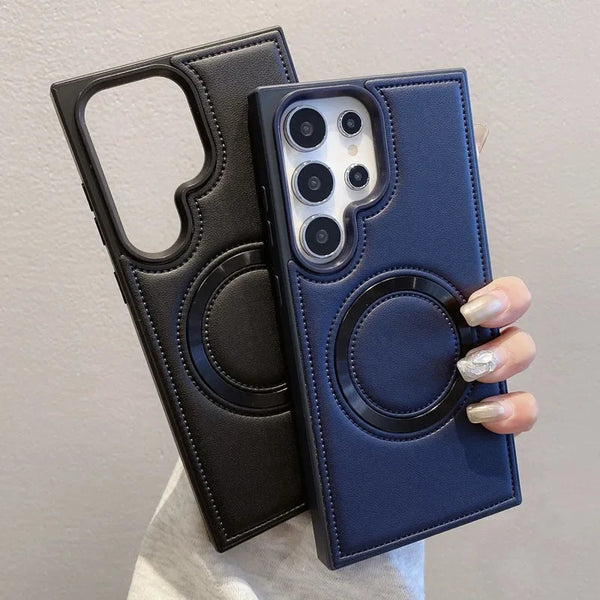 Kabellose Ladehülle für Samsung S24/S24 Ultra, PU-Leder, magnetisch, Anti-Fall