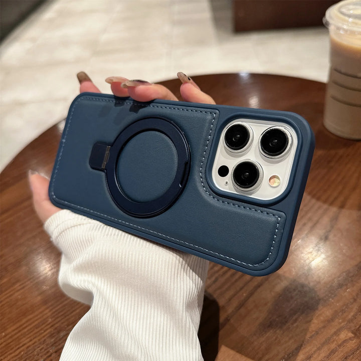 Luxury Magnetic Leather Holder Case with Stand for iPhone 11/12/13/14/15/16 Pro Max Plus