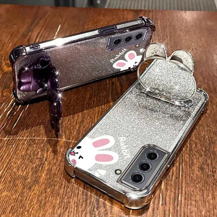 Airbag Glitter Rabbit Holder Case for Samsung S20/S21/S22 Ultra/Plus