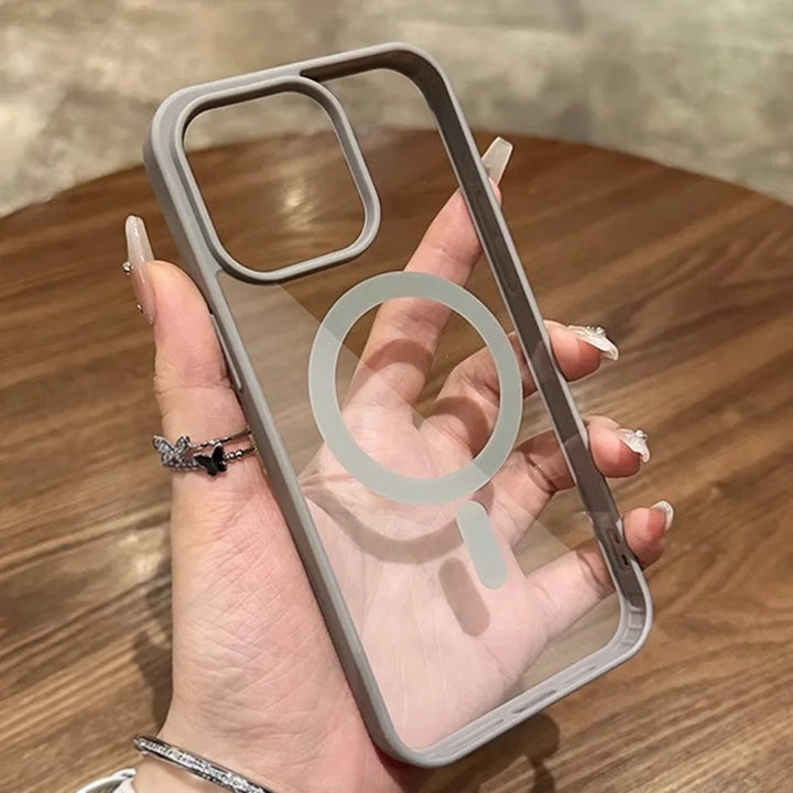MagSafe Compatible Transparent Magnetic Case for iPhone 16-11 Series – Ultra-Clear Shockproof Design
