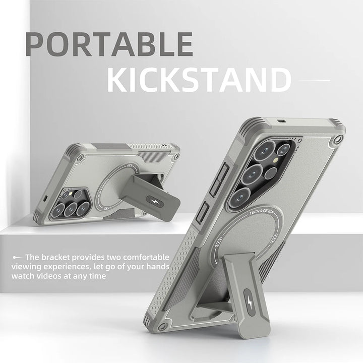 Samsung S25/S24 Ultra Magnetic Armor Case with Folding Stand