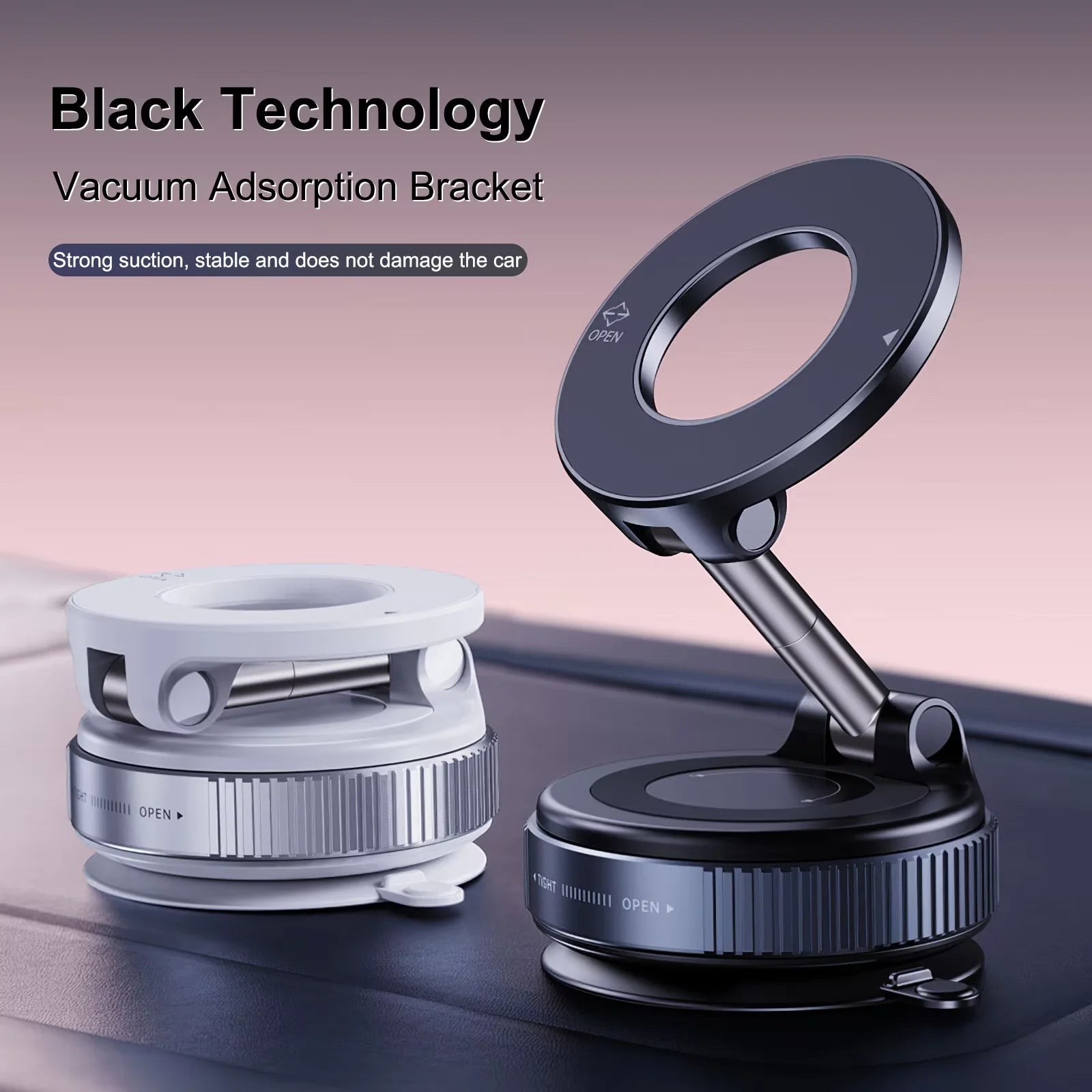 Elensesa Foldable Magnetic Car Phone Holder – 2025 Suction Cup Dashboard Mount for iPhone, Samsung, Huawei, Xiaomi