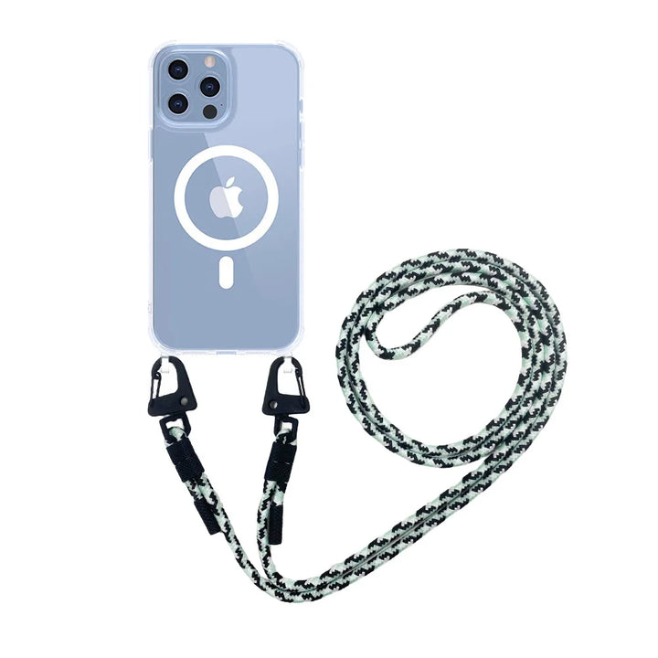 iPhone 11 Pro Max with this sleek Magsafe Magnetic Neck Strap Case. Features wireless charging support, shockproof protection, and a convenient adjustable lanyard for hands-free use.
