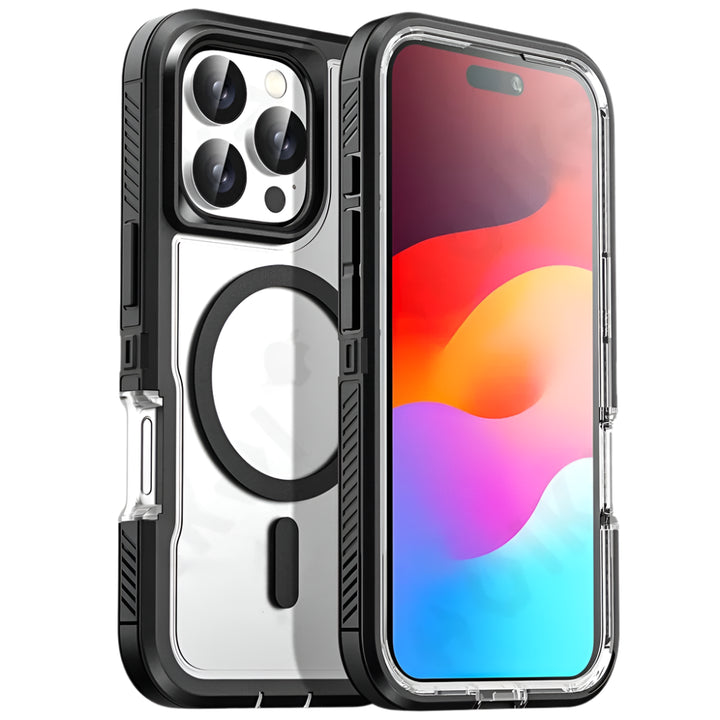 Heavy Duty Rugged Case for iPhone 16 15 14 13 12 – Shockproof Magnetic Armor Cover with Ring Stand & Slide Camera Protection