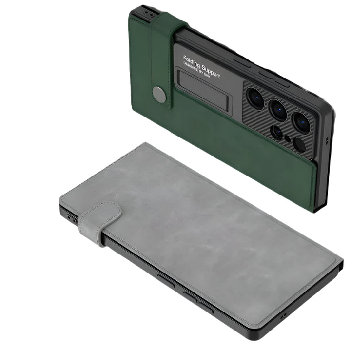 Luxury Leather Flip Wallet Case for Samsung Galaxy S25 Ultra with Card Slots & Kickstand – Shockproof and Stylish