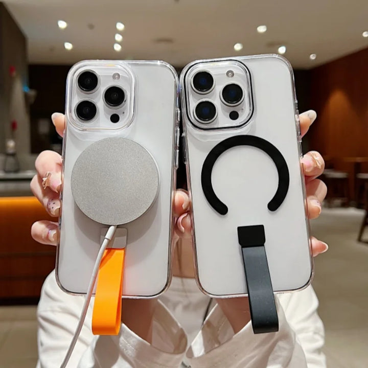 Clear MagSafe iPhone 16 Case with Wrist Strap and Finger Ring