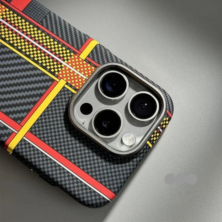 Carbon Fiber MagSafe Case for iPhone 16 Pro Max – Abstract Geometric Tough Armor with Magnetic Wireless Charging