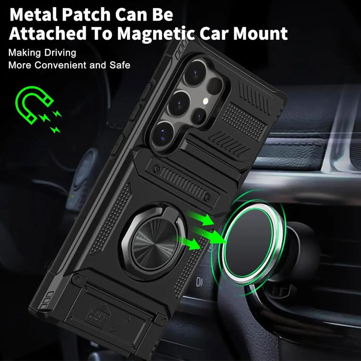 Samsung Galaxy S25/S24/S23/A55 Ultr Plus Heavy Duty Wallet Case with Kickstand and Card Holder
