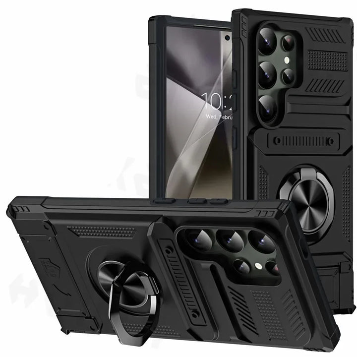 Samsung Galaxy S25/S24/S23/A55 Ultr Plus Heavy Duty Wallet Case with Kickstand and Card Holder