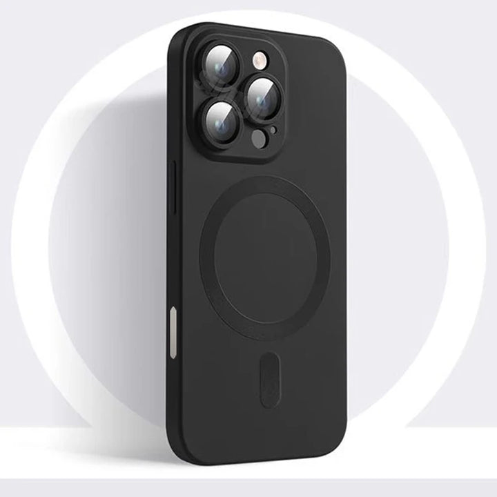 Luxury Magnetic Soft Silicone Case for iPhone 16 – Matte Finish with Camera Lens Protection & MagSafe Compatibility