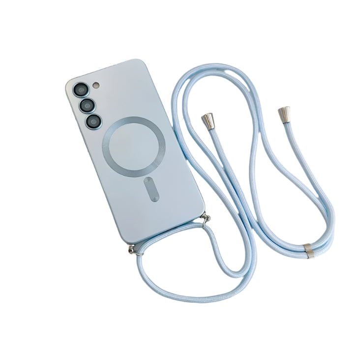 Magsafe crossbody case for Samsung Galaxy S22-S25, lanyard, multiple colors.