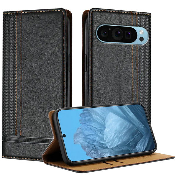 Luxury Magnetic Leather Wallet Case for Google Pixel – Card Pocket, Flip Cover, Magnetic Closure