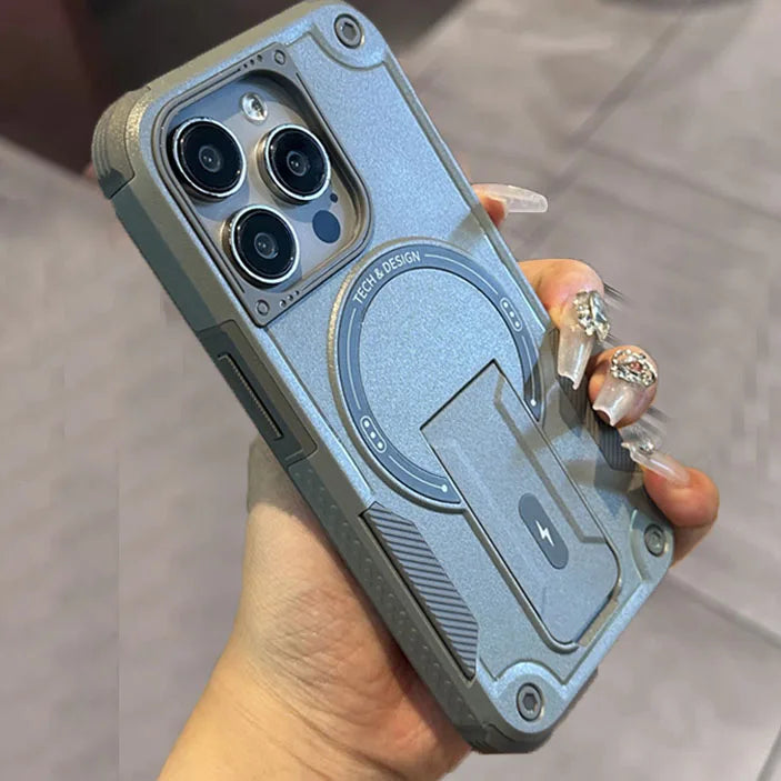 Rugged Military-Grade MagSafe iPhone Case with Kickstand – Shockproof Magnetic Bumper Cover for iPhone 11 to 16 Pro Max